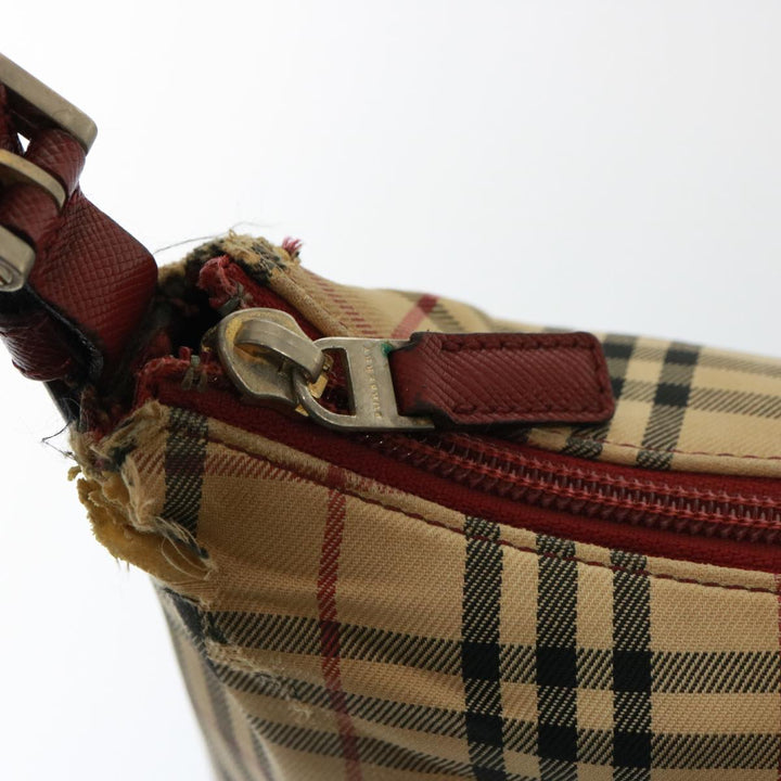 Burberry Nova Check Shoulder Bag Canvas Beige Auth 79107