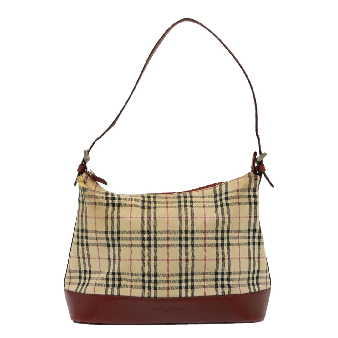 Burberry Nova Check Shoulder Bag Canvas Beige Auth 79107