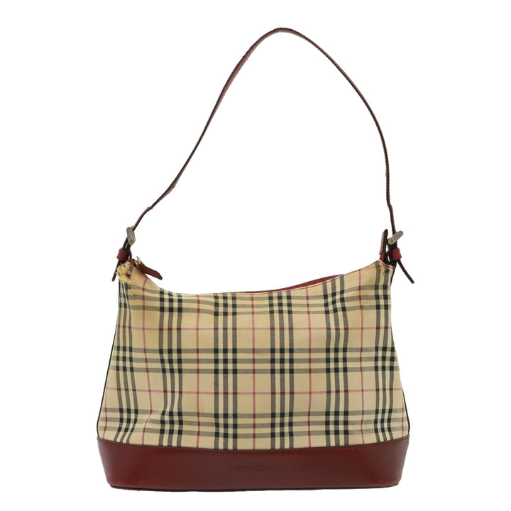 Burberry Nova Check Shoulder Bag Canvas Beige Auth 79107