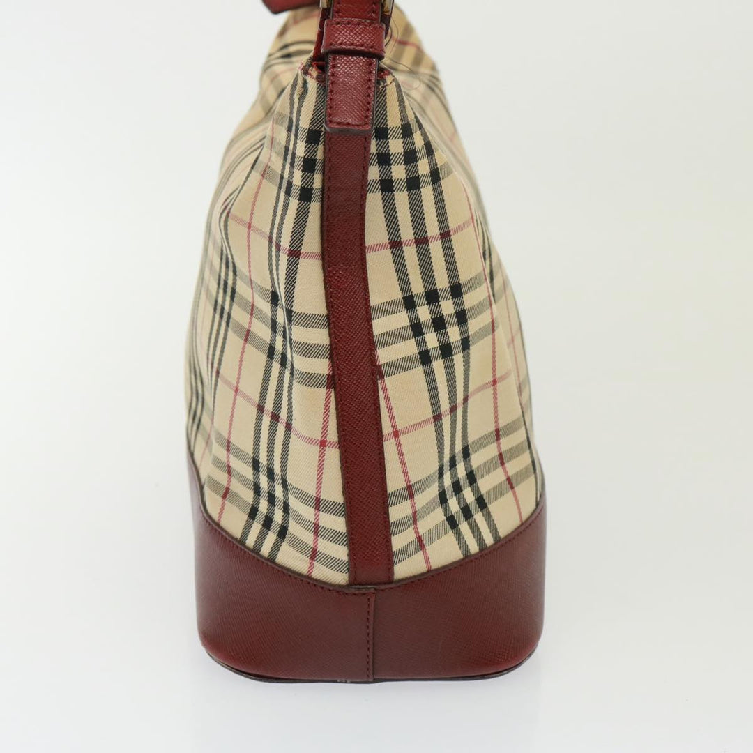 Burberry Nova Check Shoulder Bag Canvas Beige Auth 79107