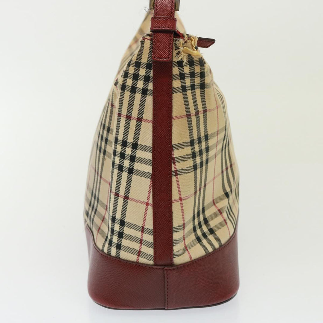 Burberry Nova Check Shoulder Bag Canvas Beige Auth 79107