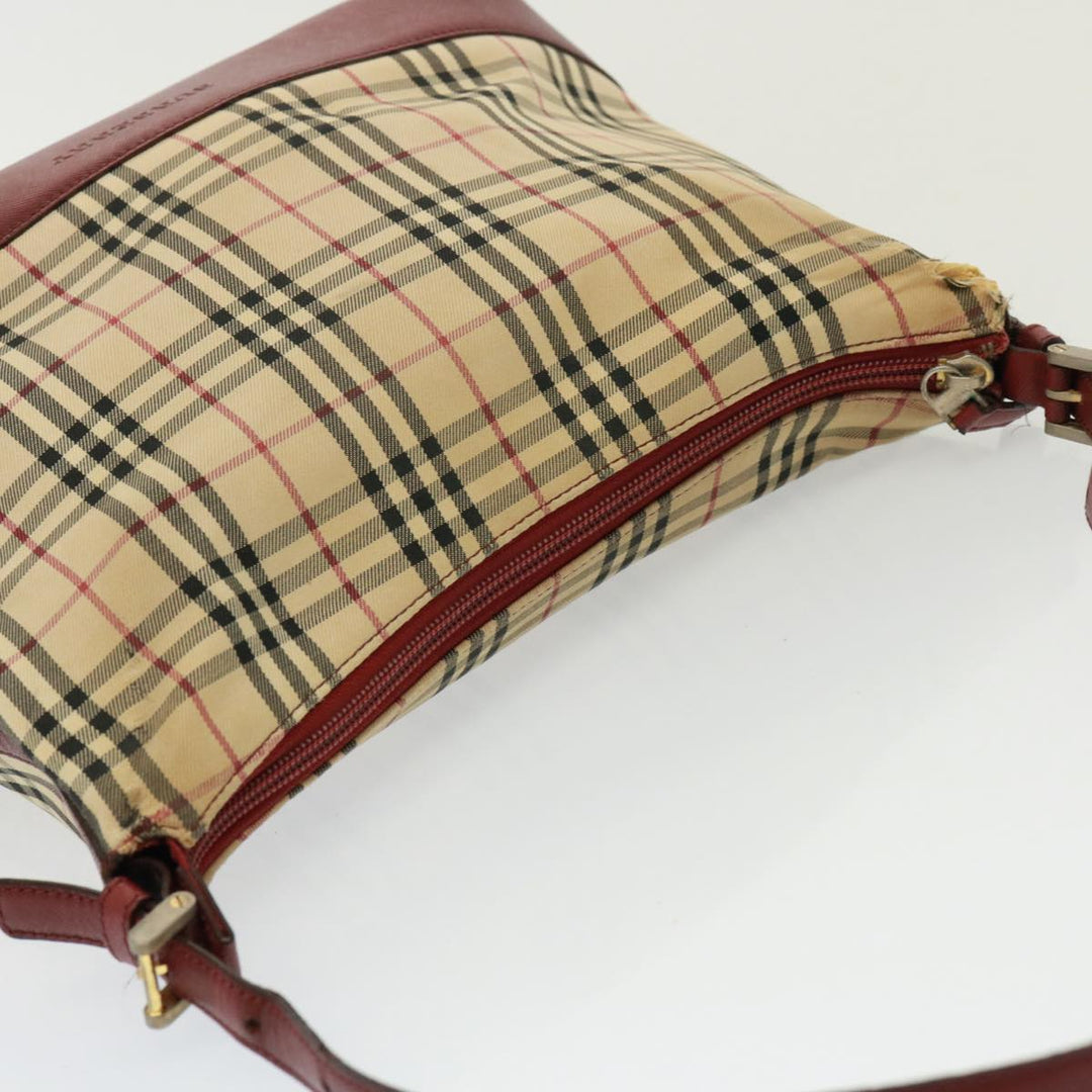 Burberry Nova Check Shoulder Bag Canvas Beige Auth 79107