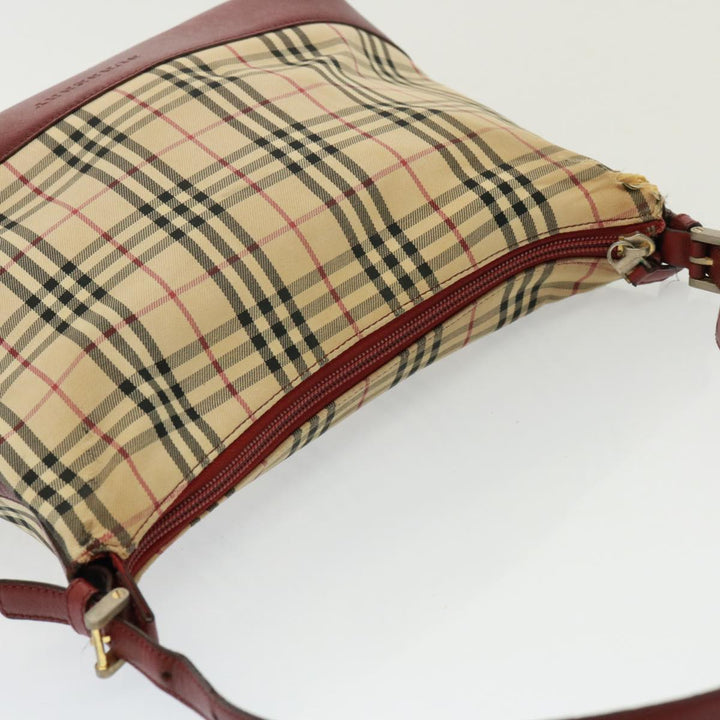 Burberry Nova Check Shoulder Bag Canvas Beige Auth 79107
