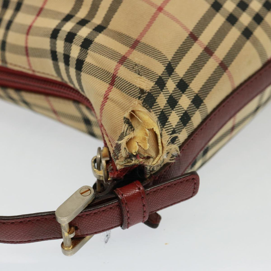 Burberry Nova Check Shoulder Bag Canvas Beige Auth 79107