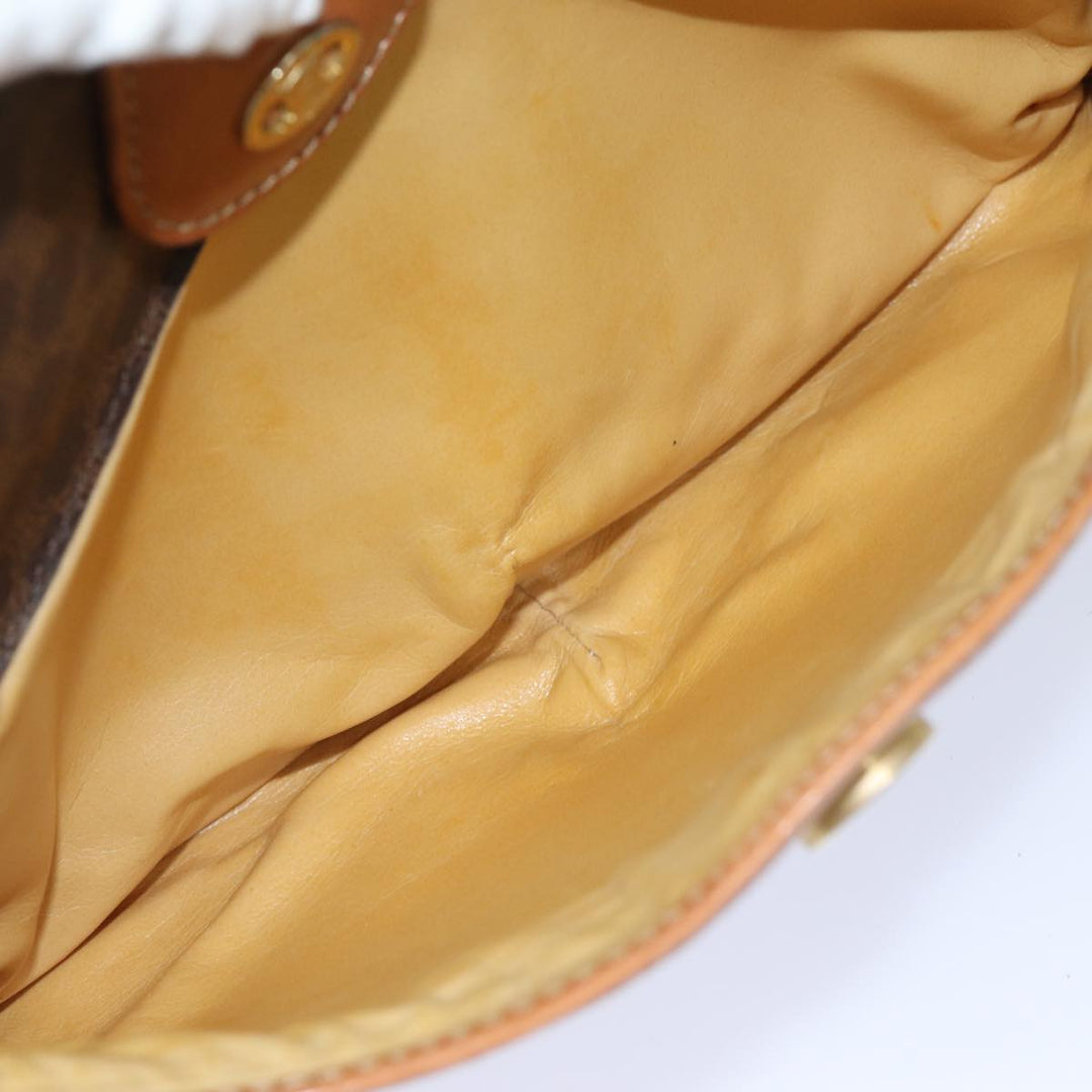 Celine Macadam Canvas Shoulder Bag PVC Leather Brown Auth 79129