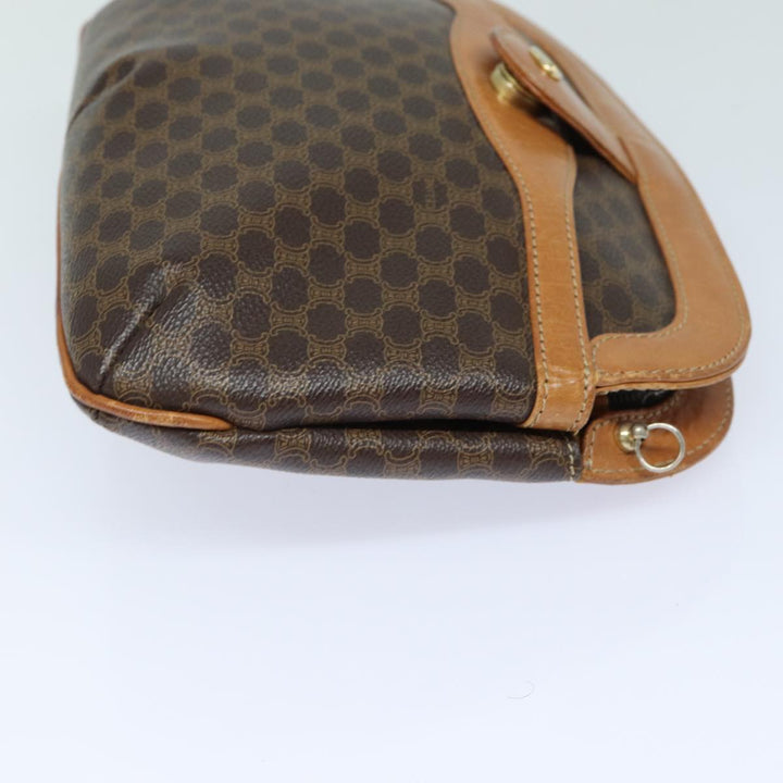 Celine Macadam Canvas Shoulder Bag PVC Leather Brown Auth 79129