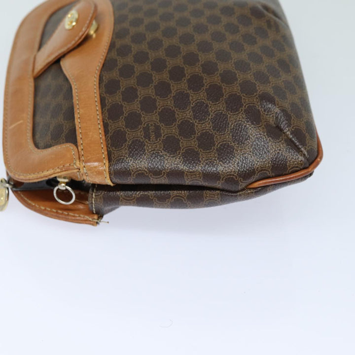 Celine Macadam Canvas Shoulder Bag PVC Leather Brown Auth 79129