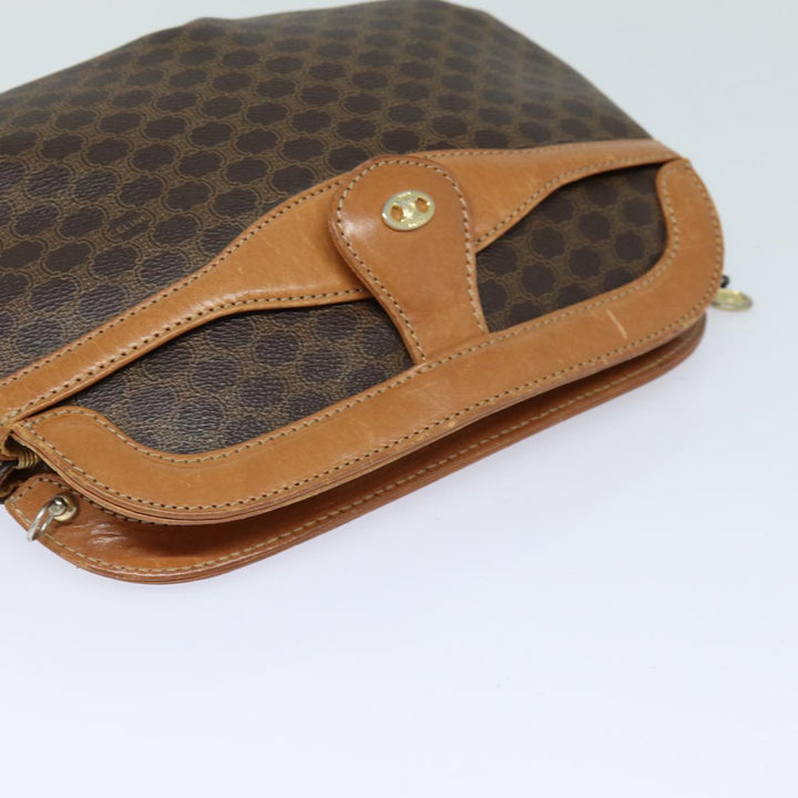 Celine Macadam Canvas Shoulder Bag PVC Leather Brown Auth 79129