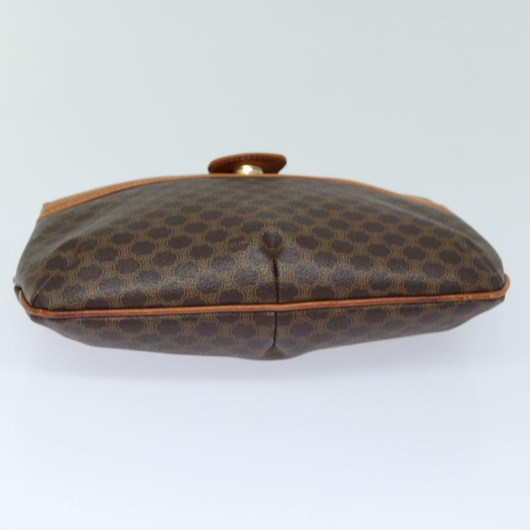 Celine Macadam Canvas Shoulder Bag PVC Leather Brown Auth 79129