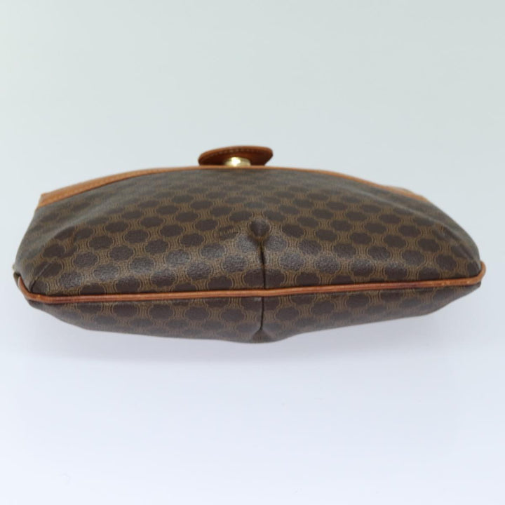 Celine Macadam Canvas Shoulder Bag PVC Leather Brown Auth 79129