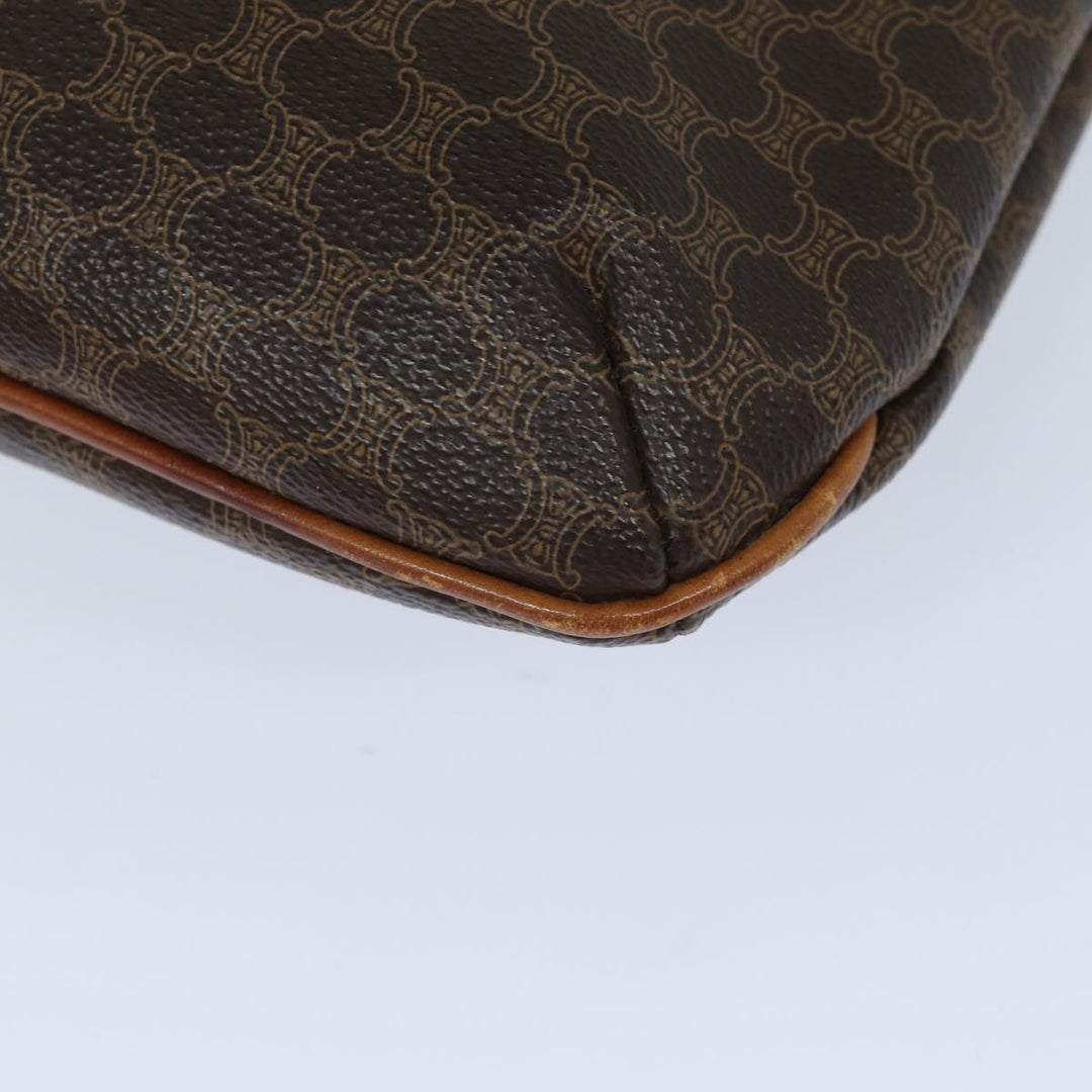 Celine Macadam Canvas Shoulder Bag PVC Leather Brown Auth 79129