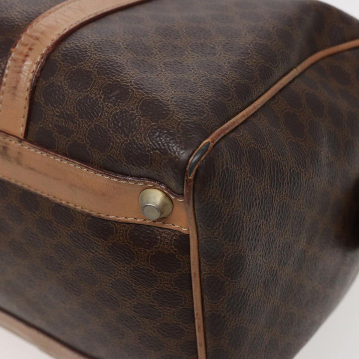 Celine Macadam Canvas Boston Bag PVC Leather Brown Auth 79183