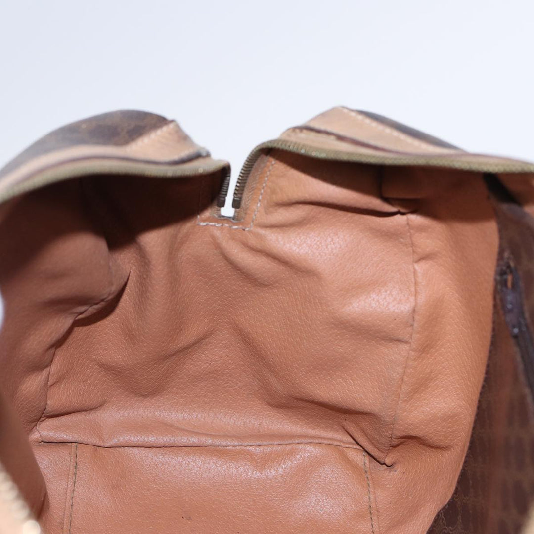 Celine Macadam Canvas Boston Bag PVC Leather Brown Auth 79183