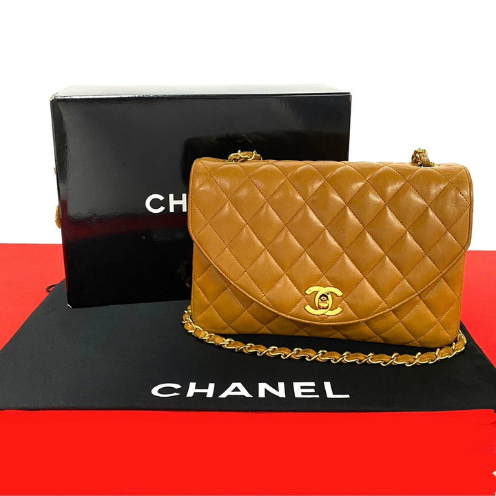 Top Quality Chanel Lambskin Matelasse Chain Shoulder Bag Brown