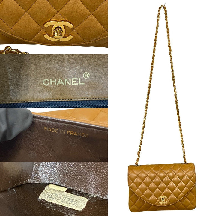 Top Quality Chanel Lambskin Matelasse Chain Shoulder Bag Brown