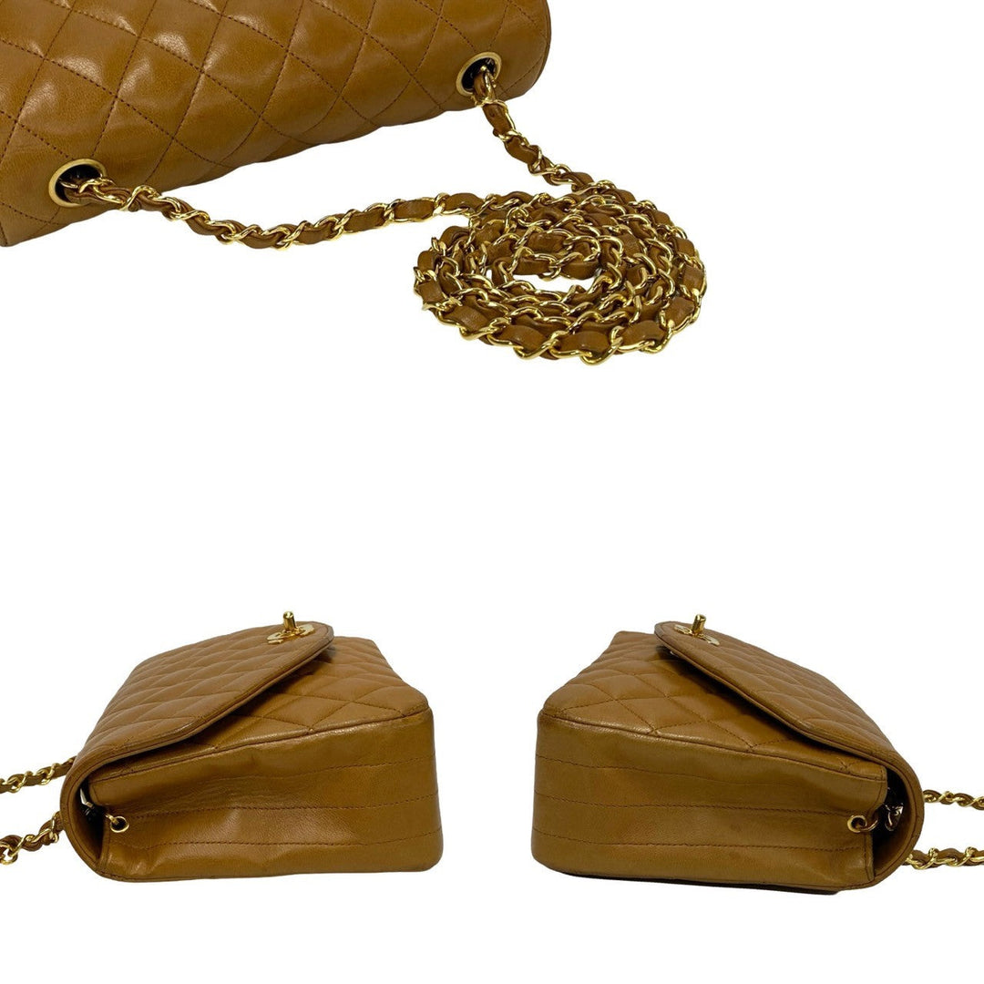 Top Quality Chanel Lambskin Matelasse Chain Shoulder Bag Brown