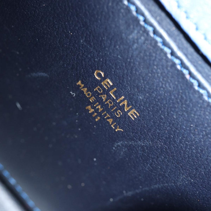 Celine Hand Bag Leather Blue Auth 79208