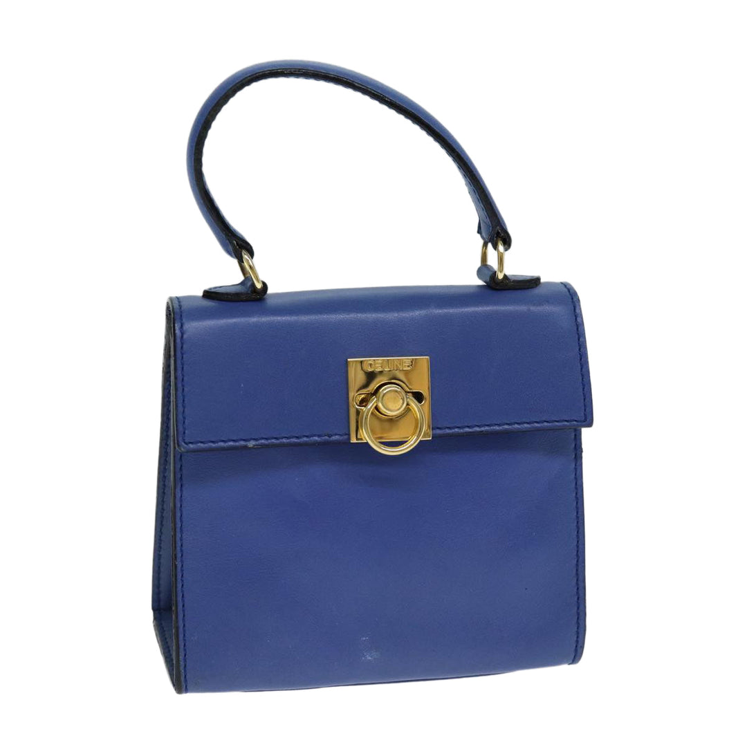 Celine Hand Bag Leather Blue Auth 79208