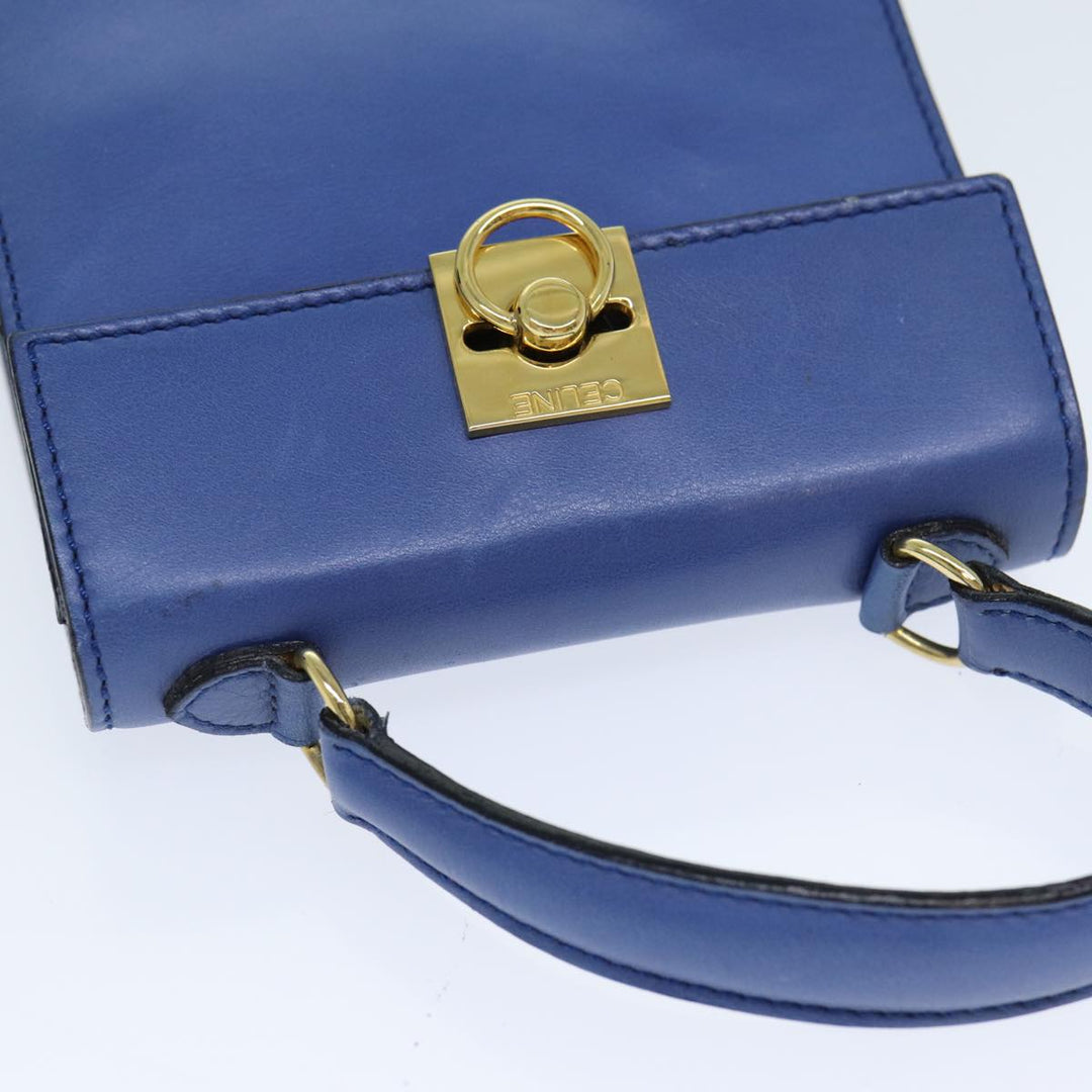 Celine Hand Bag Leather Blue Auth 79208