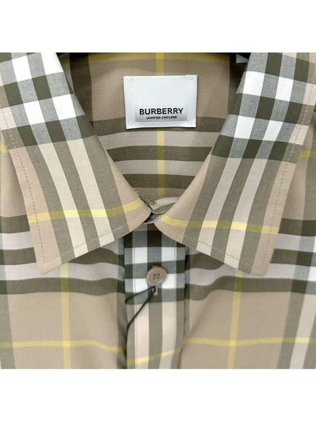 Burberry Men's Check Pattern Long Sleeve Shirt Beige