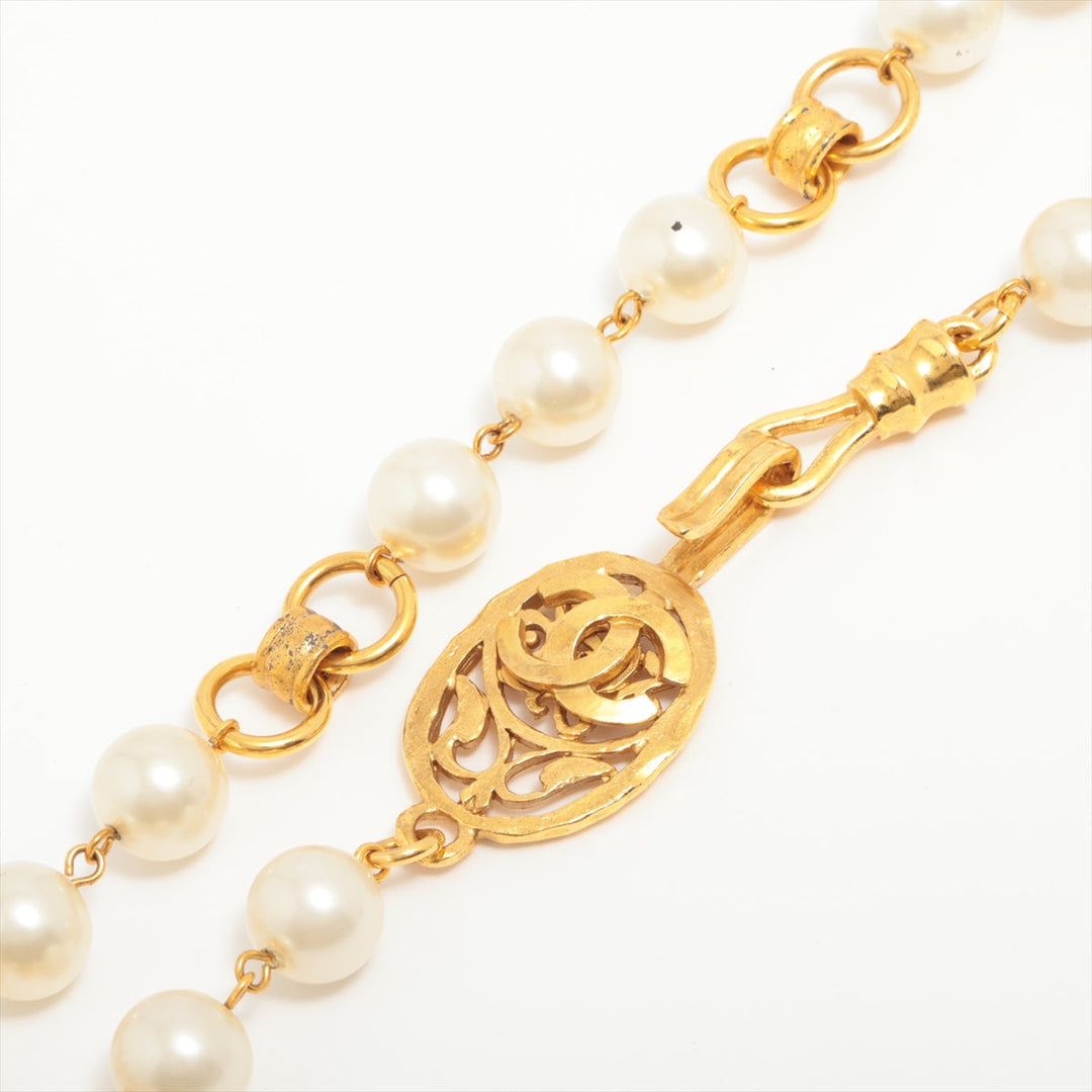 Top Quality Chanel Coco 95A Necklace GP   Pearl Gold
