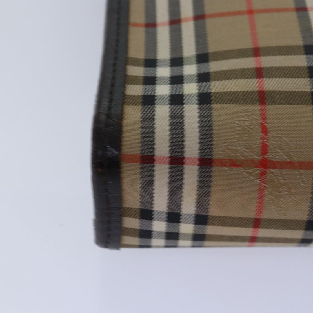 BurberrySs Nova Check Clutch Bag Canvas Beige Auth 79427