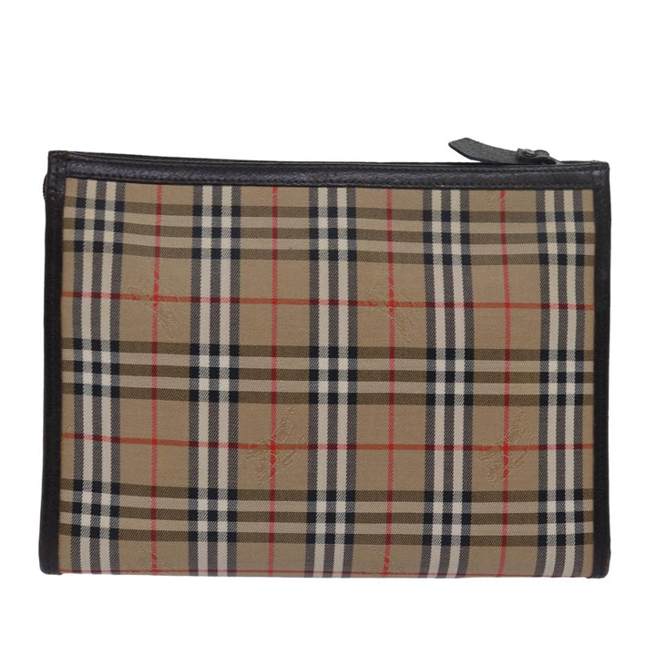 BurberrySs Nova Check Clutch Bag Canvas Beige Auth 79427