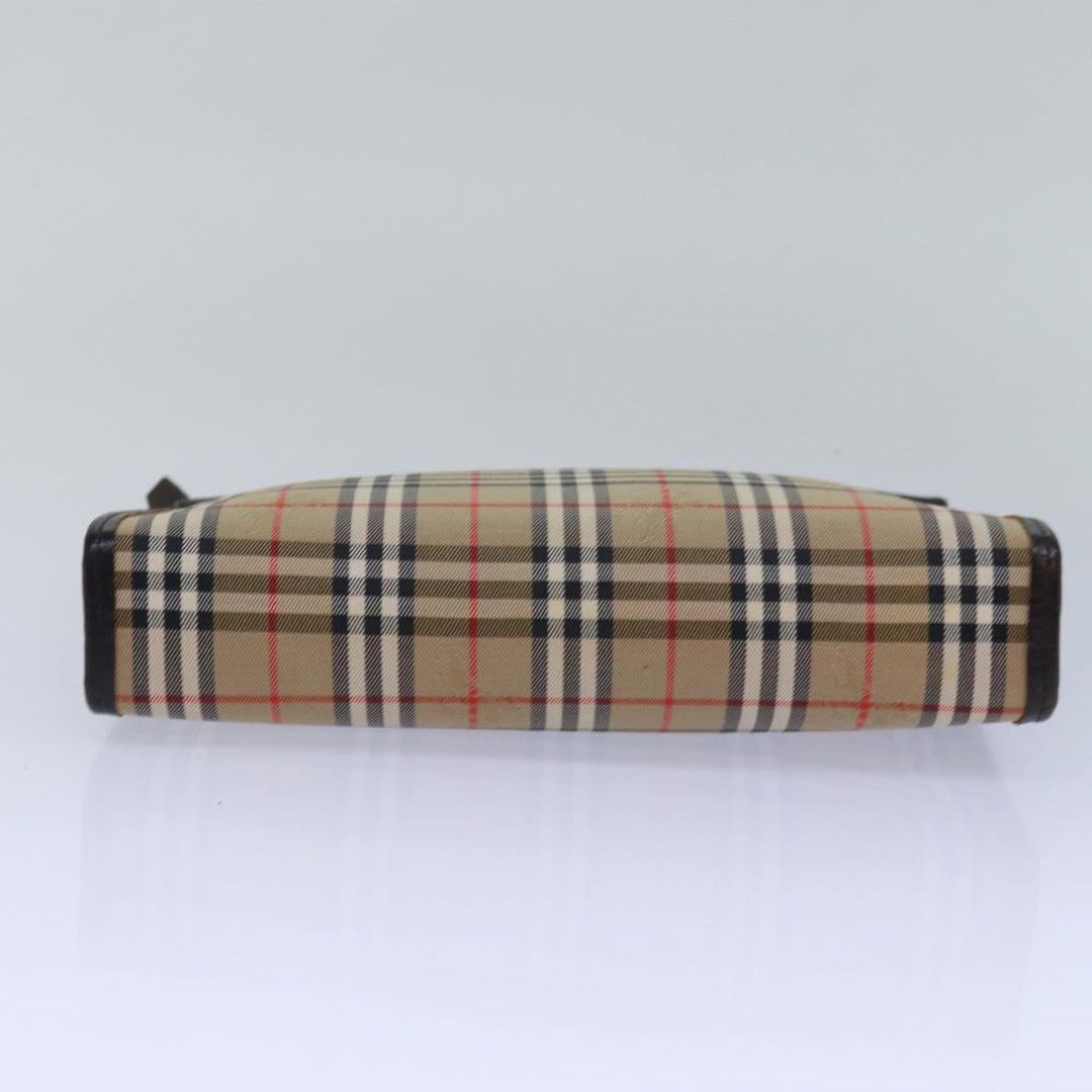 BurberrySs Nova Check Clutch Bag Canvas Beige Auth 79427