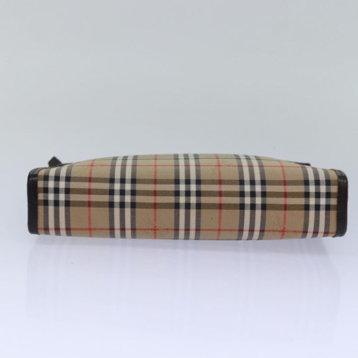 BurberrySs Nova Check Clutch Bag Canvas Beige Auth 79427
