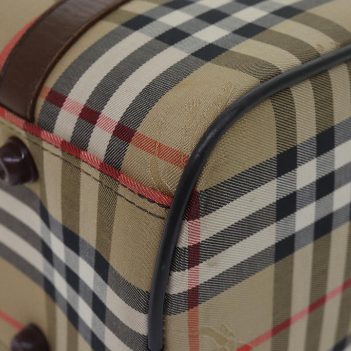 BurberrySs Nova Check Boston Bag Canvas Beige Auth 79483