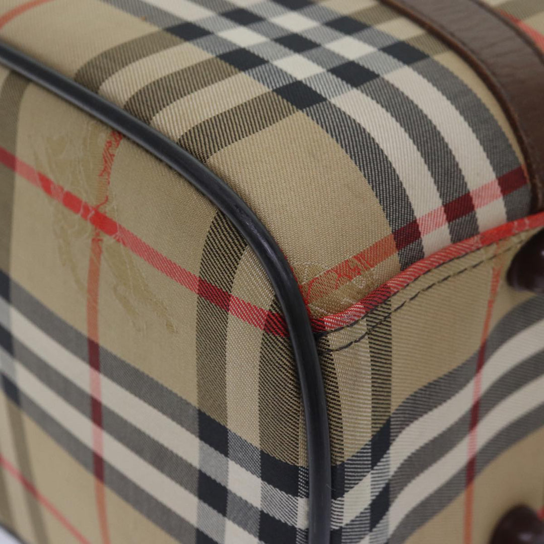 BurberrySs Nova Check Boston Bag Canvas Beige Auth 79483