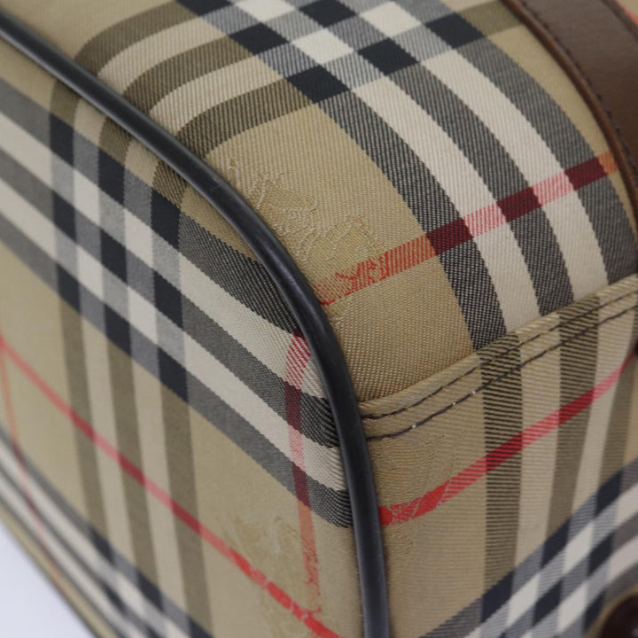 BurberrySs Nova Check Boston Bag Canvas Beige Auth 79483