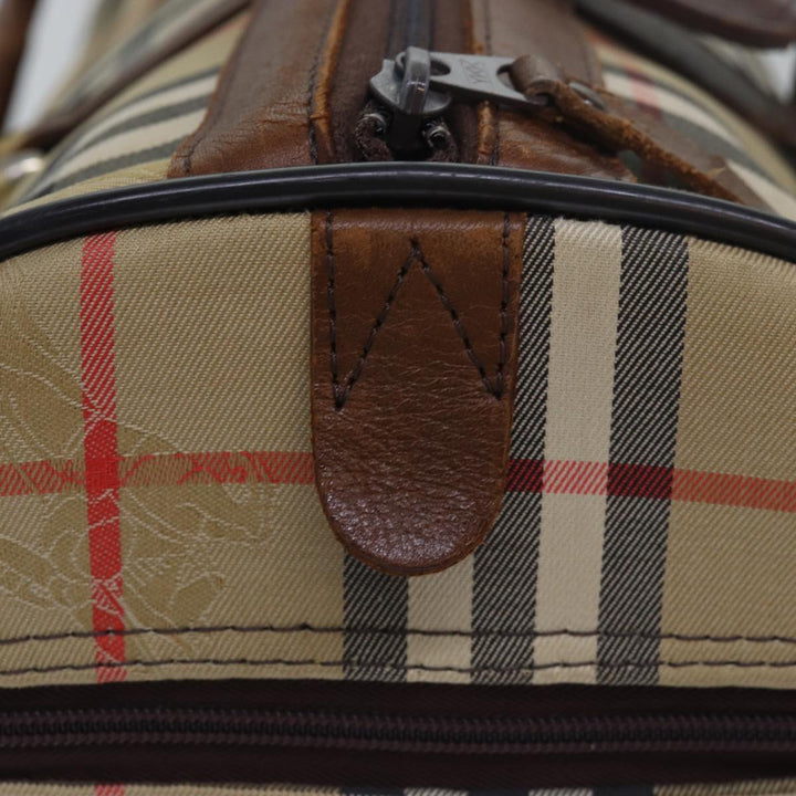 BurberrySs Nova Check Boston Bag Canvas Beige Auth 79483