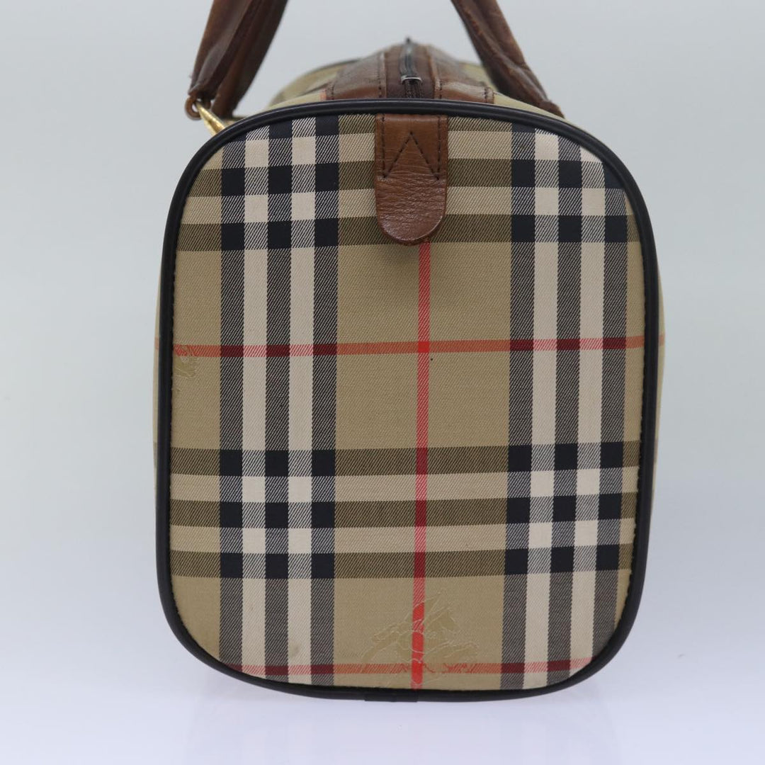 BurberrySs Nova Check Boston Bag Canvas Beige Auth 79483