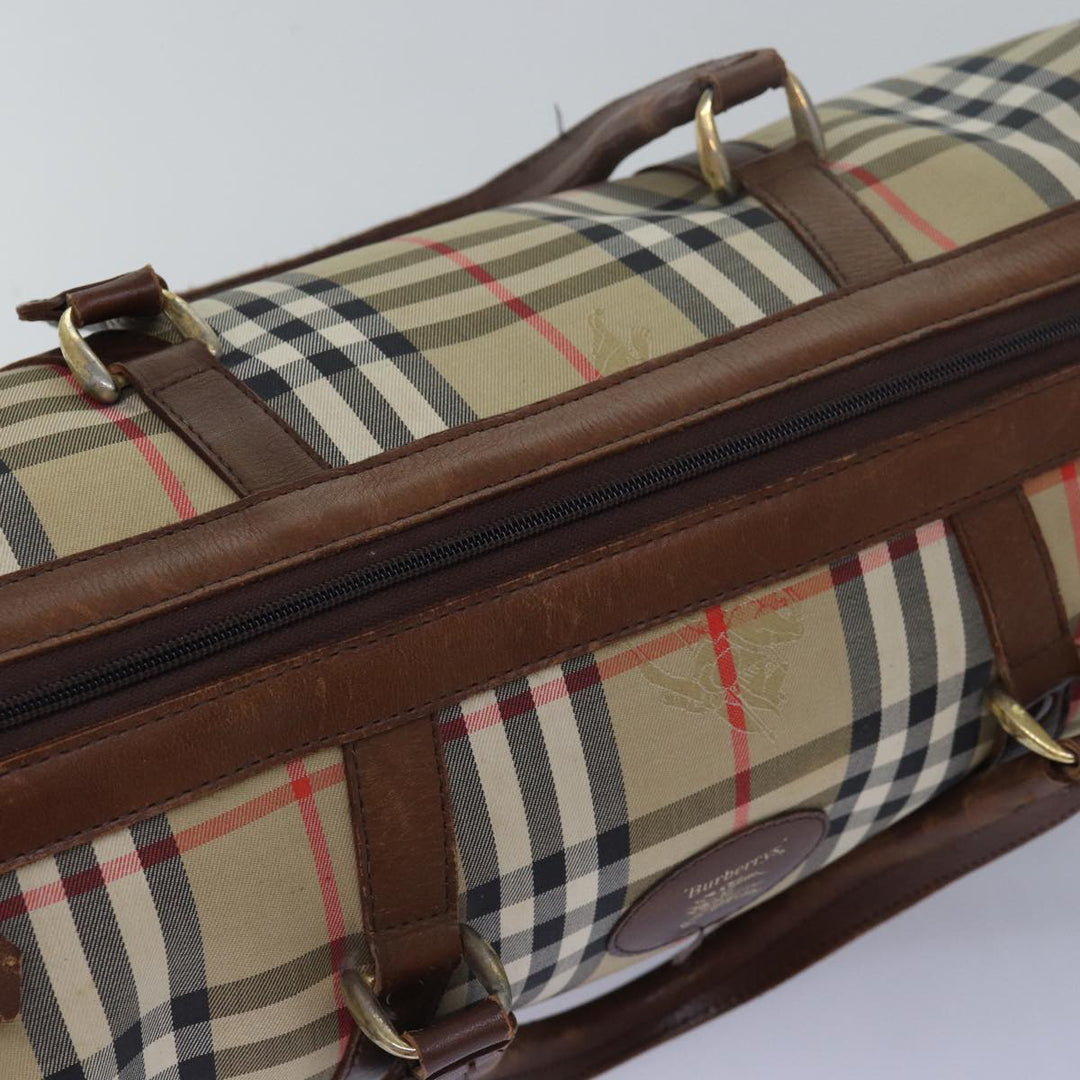 BurberrySs Nova Check Boston Bag Canvas Beige Auth 79483