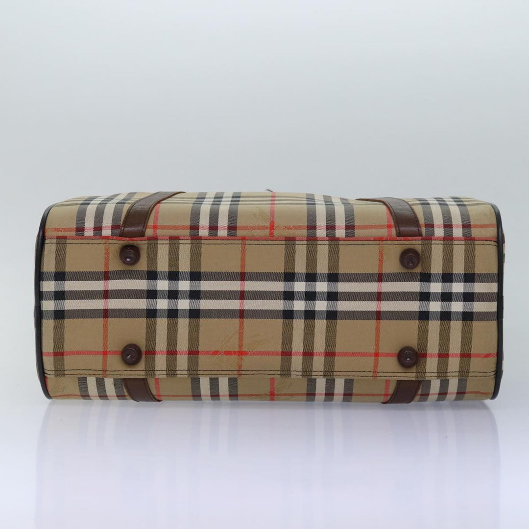 BurberrySs Nova Check Boston Bag Canvas Beige Auth 79483