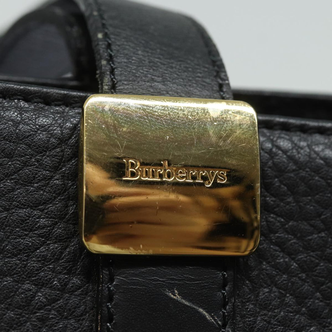 BurberrySs Hand Bag Leather Black Auth 79491
