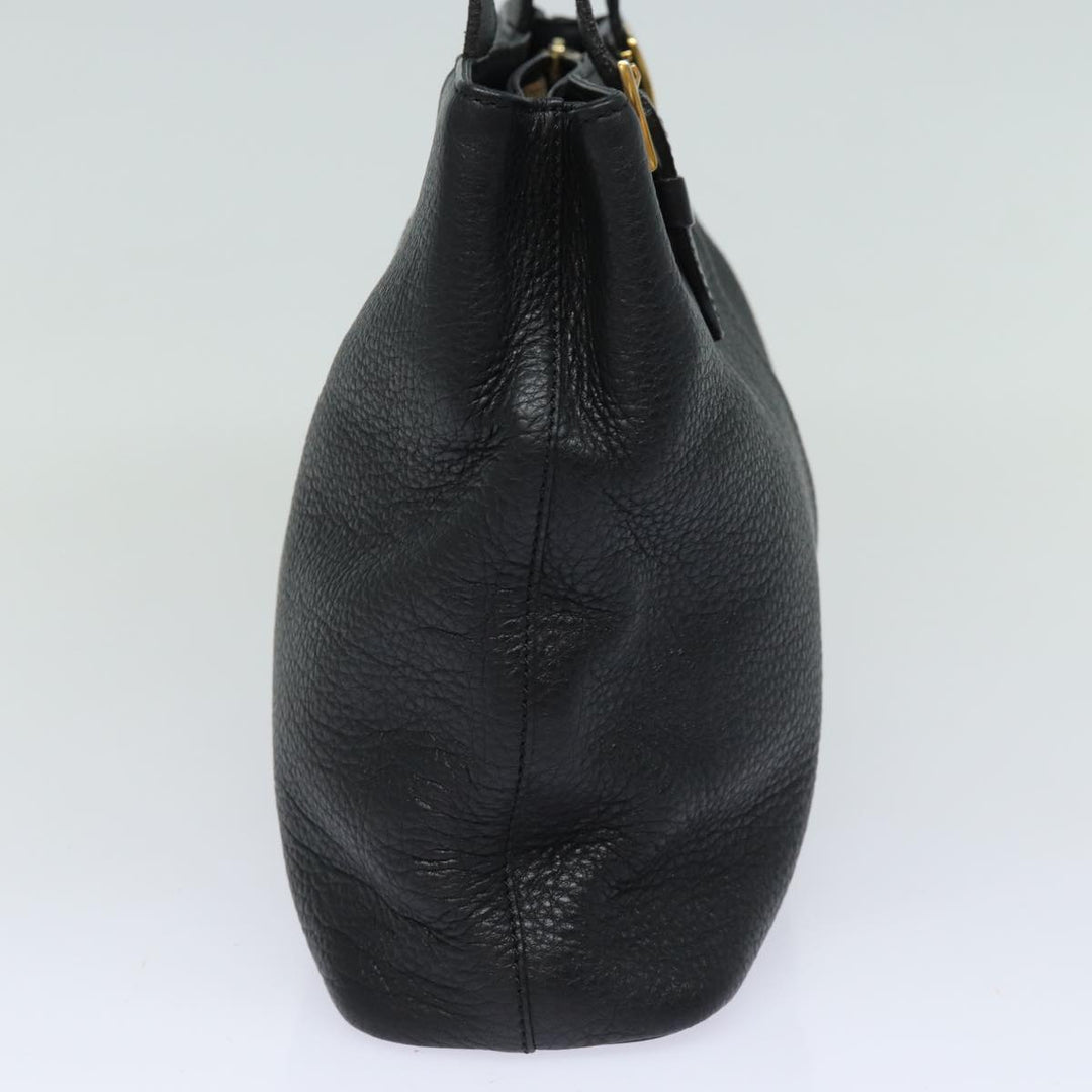 BurberrySs Hand Bag Leather Black Auth 79491