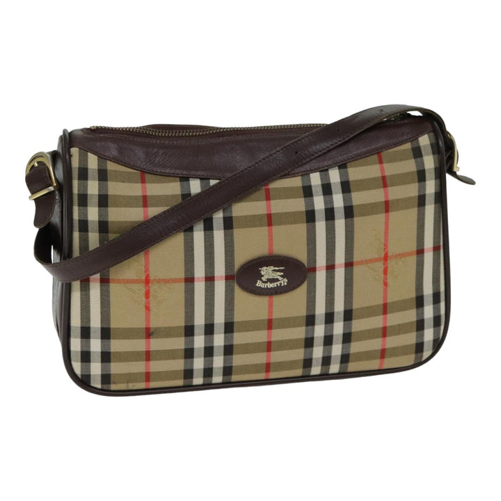 BurberrySs Nova Check Shoulder Bag Canvas Leather Beige Auth 79541