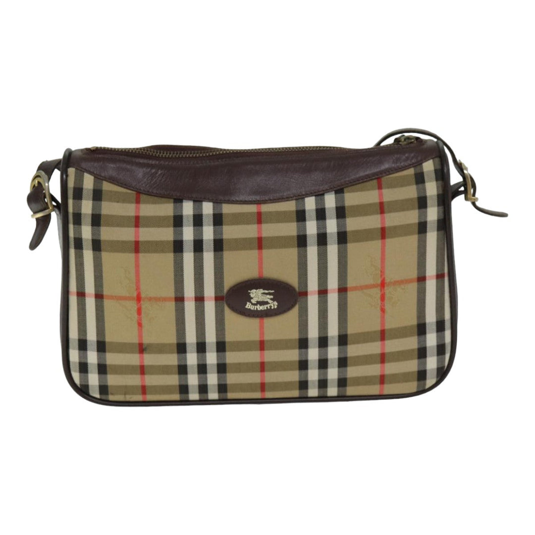 BurberrySs Nova Check Shoulder Bag Canvas Leather Beige Auth 79541