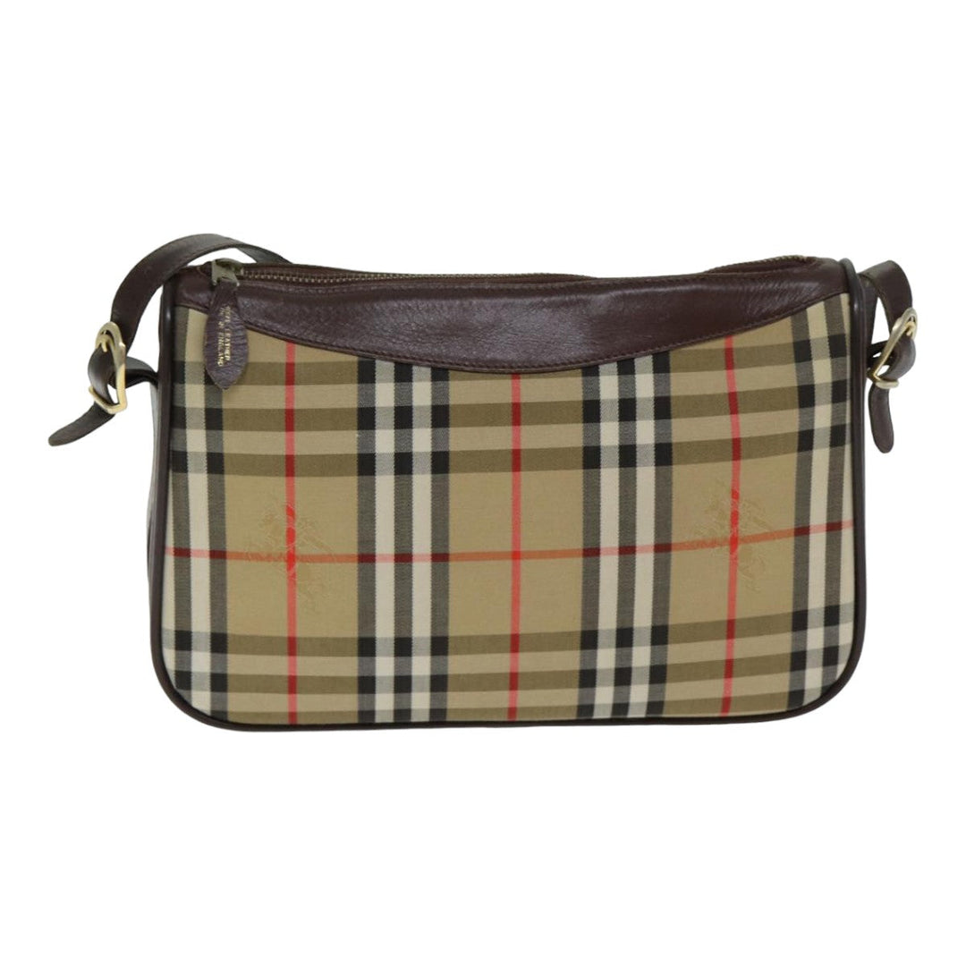 BurberrySs Nova Check Shoulder Bag Canvas Leather Beige Auth 79541