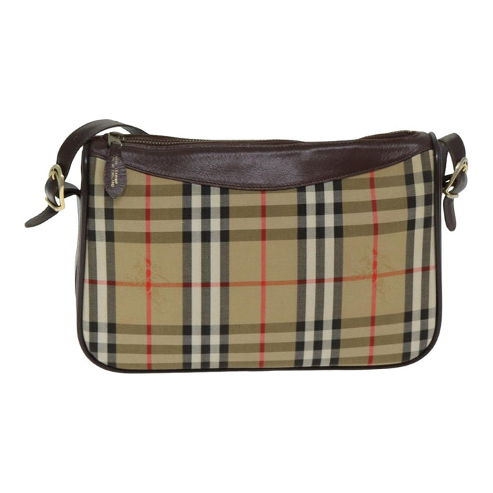 BurberrySs Nova Check Shoulder Bag Canvas Leather Beige Auth 79541