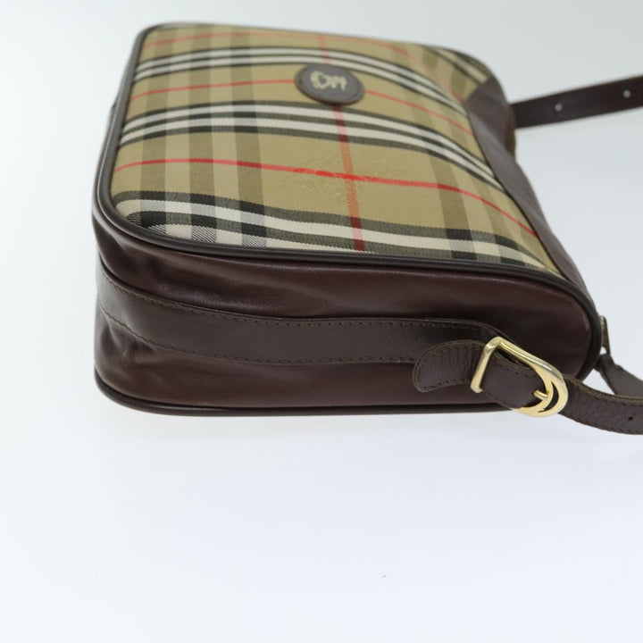 BurberrySs Nova Check Shoulder Bag Canvas Leather Beige Auth 79541