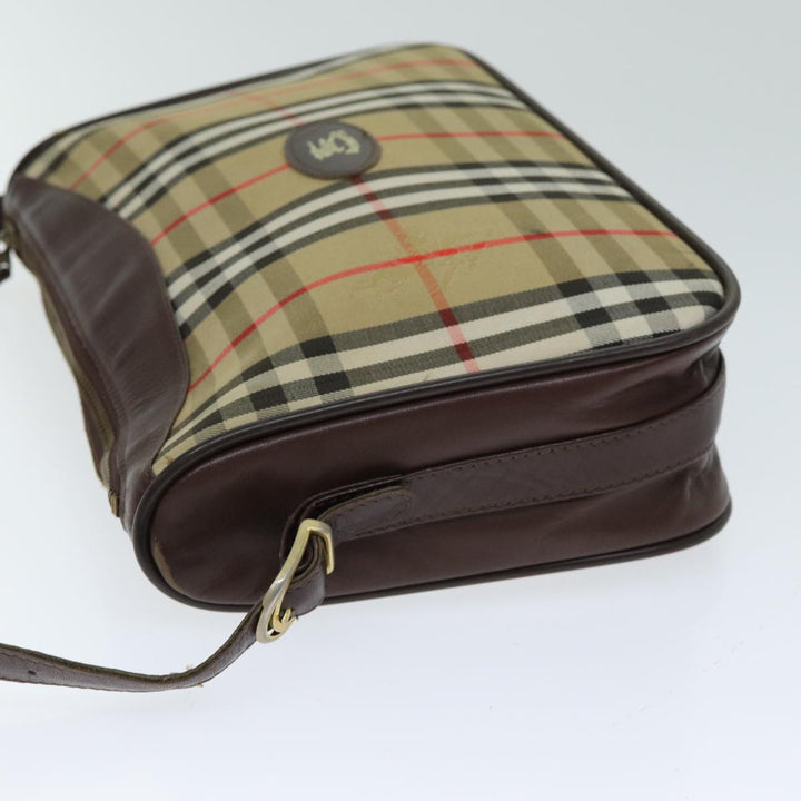 BurberrySs Nova Check Shoulder Bag Canvas Leather Beige Auth 79541