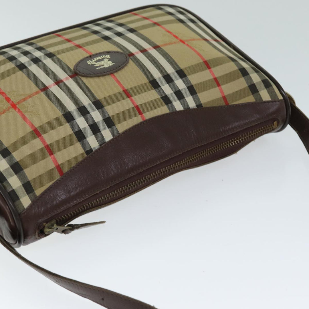 BurberrySs Nova Check Shoulder Bag Canvas Leather Beige Auth 79541