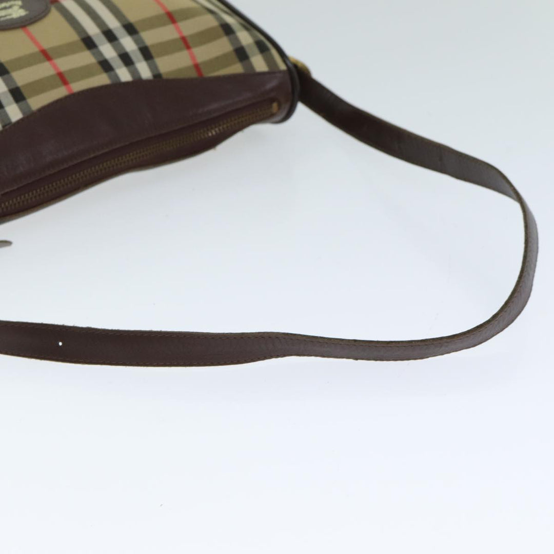 BurberrySs Nova Check Shoulder Bag Canvas Leather Beige Auth 79541