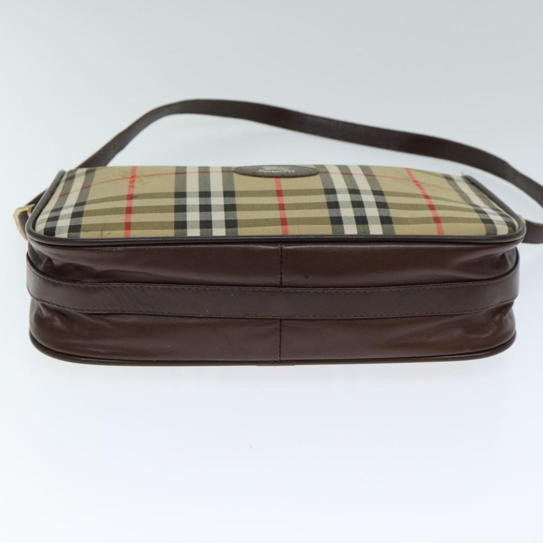 BurberrySs Nova Check Shoulder Bag Canvas Leather Beige Auth 79541