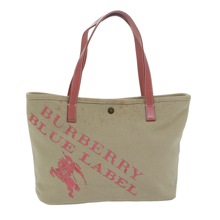 Burberry Blue Label Tote Bag Canvas Beige Pink Auth 79558