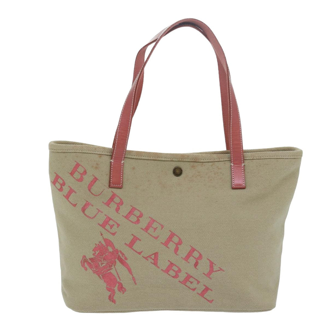 Burberry Blue Label Tote Bag Canvas Beige Pink Auth 79558