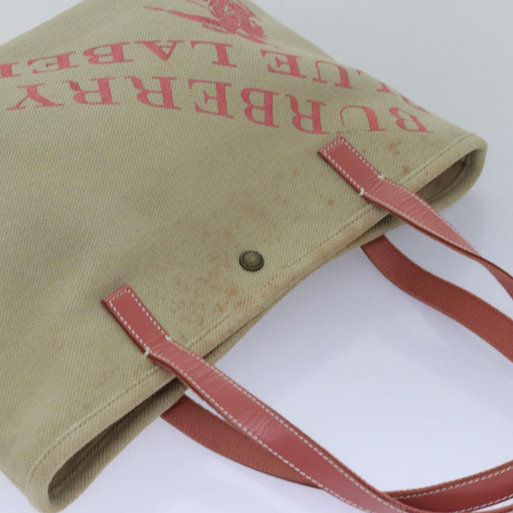 Burberry Blue Label Tote Bag Canvas Beige Pink Auth 79558